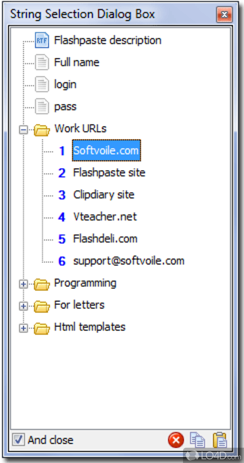 Database and backup support features - Screenshot of Flashpaste Professional