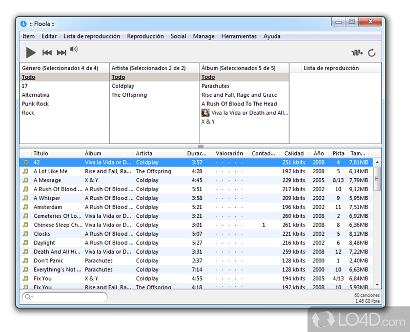 Apple device management and iTunes synchronization - Screenshot of Floola
