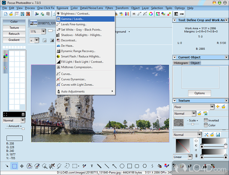Focus Photoeditor: User interface - Screenshot of Focus Photoeditor
