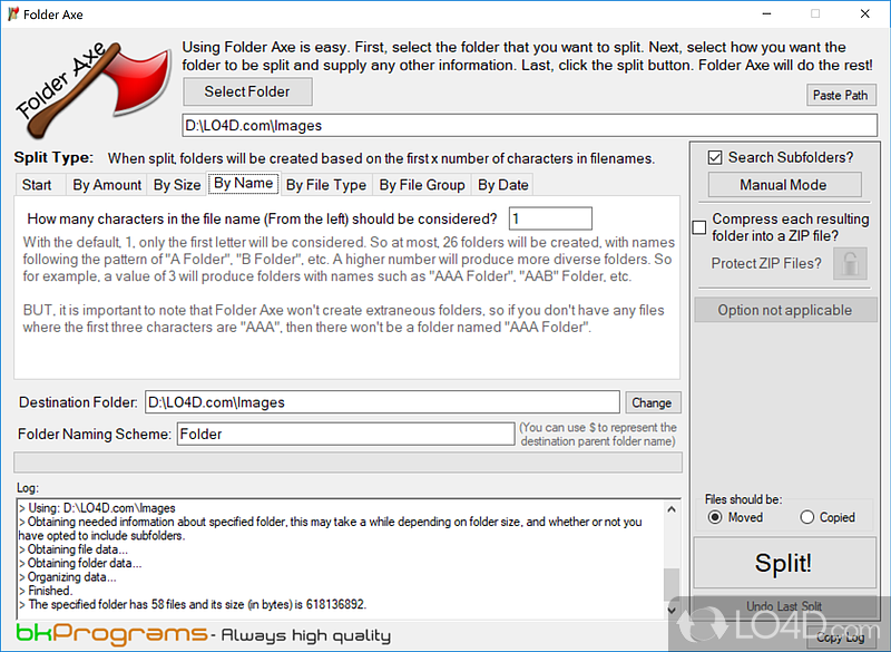 Folder Axe: User interface - Screenshot of Folder Axe