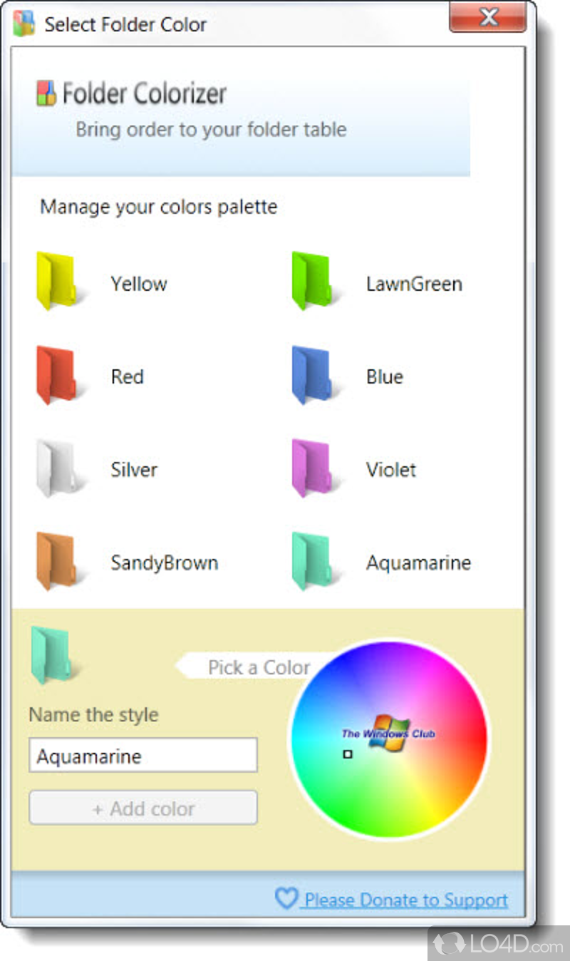Change the folder icon color from the context menu - Screenshot of Folder Colorizer