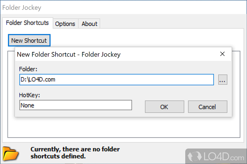 Folder shortcut and hotkey utility - Screenshot of Folder Jockey