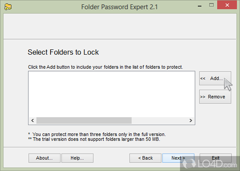 Step-by-step guided encryption process - Screenshot of Folder Password Expert