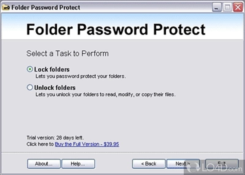 Allows you to set a password for any desired folder - Screenshot of Folder Password Protect