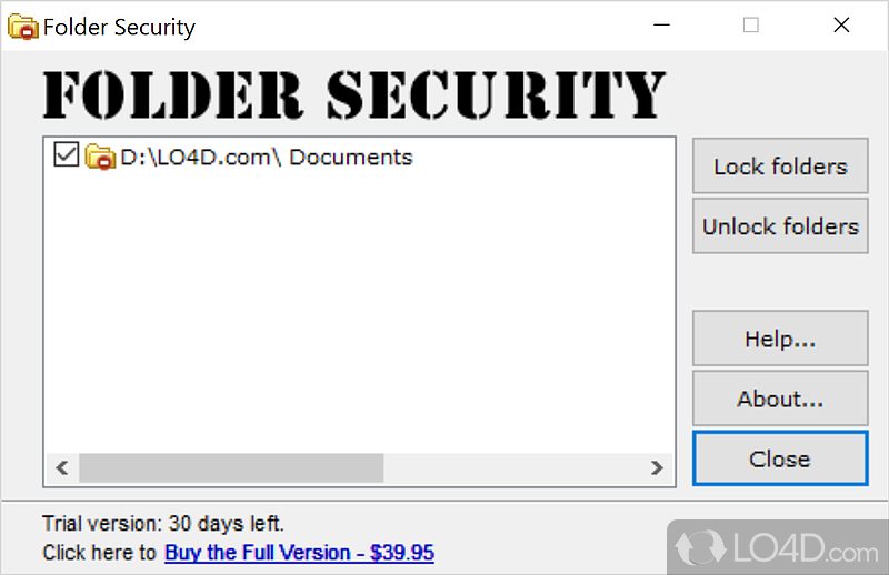 Folder Security: User interface - Screenshot of Folder Security