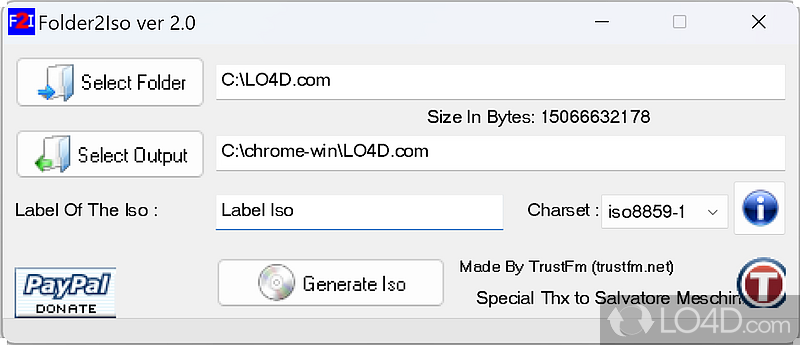 Create ISO files from any folder and its subfolders using this app that features a GUI - Screenshot of Folder2Iso