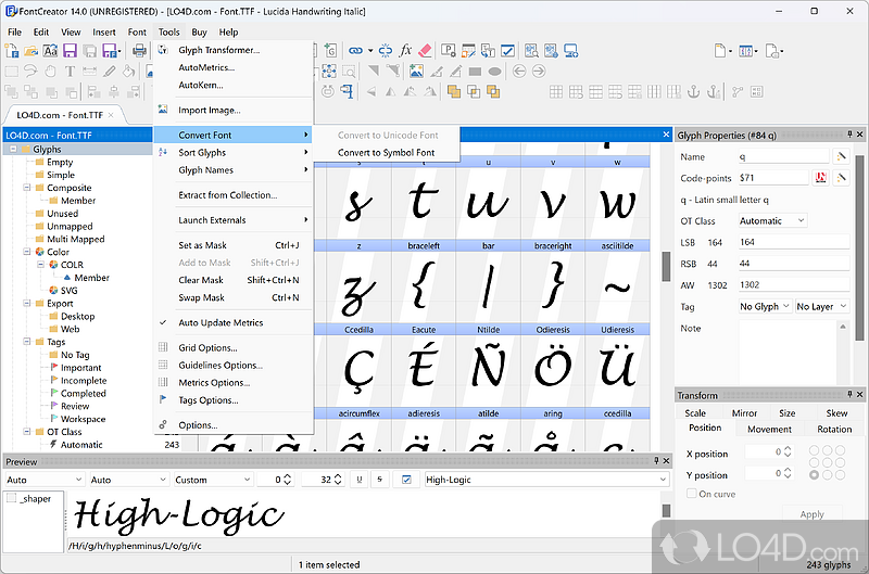 FontCreator screenshot