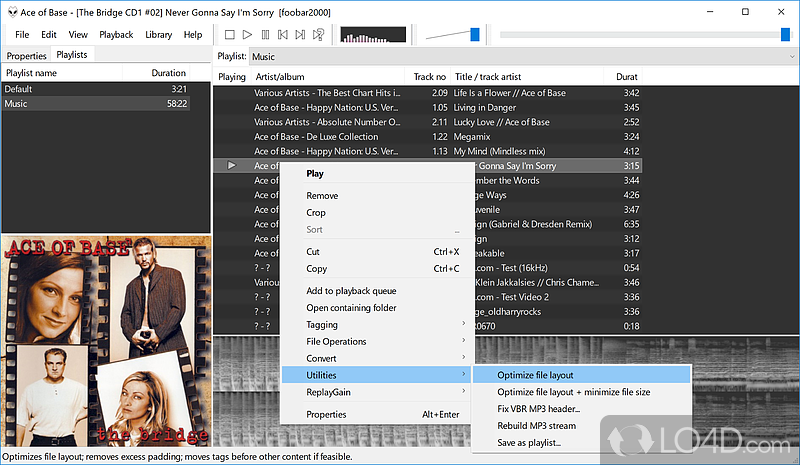 Manage their music and playlists - Screenshot of foobar2000