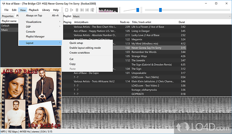 Create and manage playlists - Screenshot of foobar2000