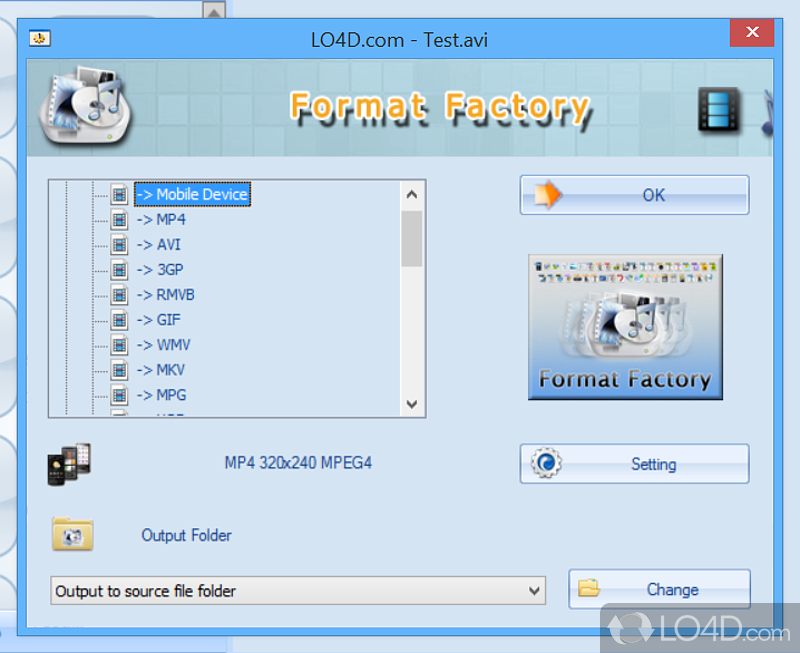 Multimedia file converter - Screenshot of Format Factory Portable