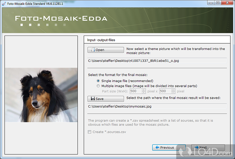 Foto-Mosaik-Edda: User interface - Screenshot of Foto-Mosaik-Edda