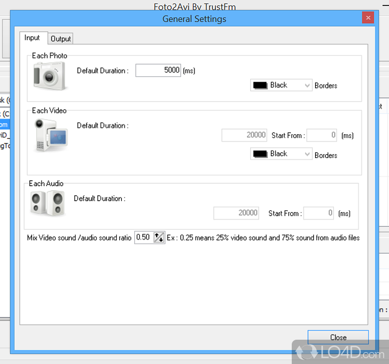 Clean feature lineup - Screenshot of Foto2Avi