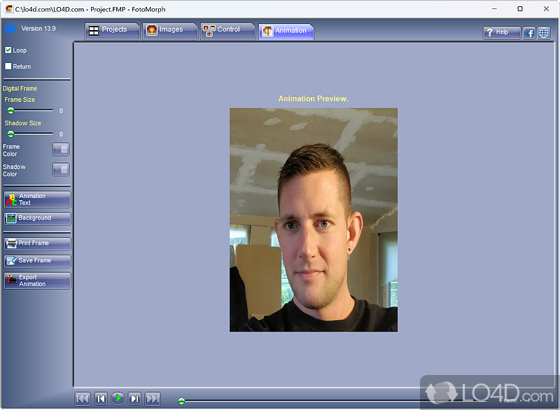 Create morphing animations from photos - Screenshot of FotoMorph