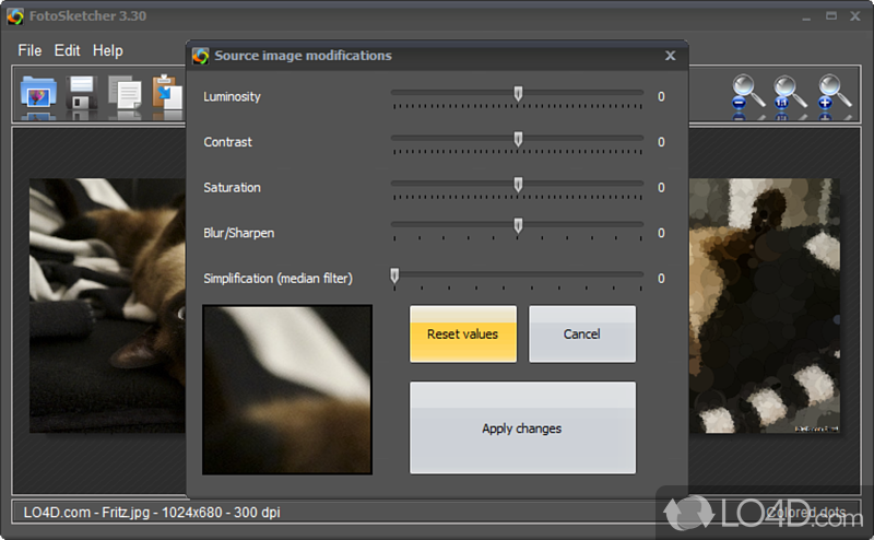 FotoSketcher: User interface - Screenshot of FotoSketcher