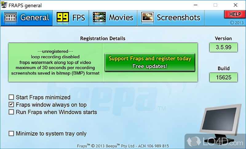 Capture the screen at a user-defined interval, use - Screenshot of Fraps