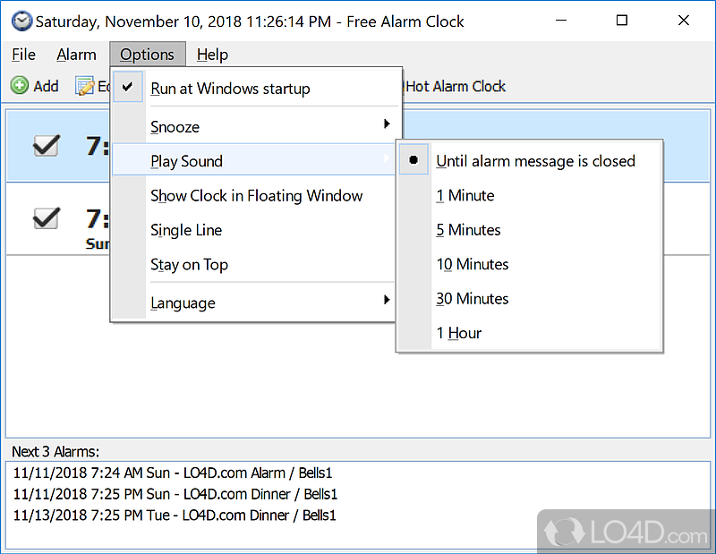 Free Alarm Clock: PC Alarm Clock - Screenshot of Free Alarm Clock