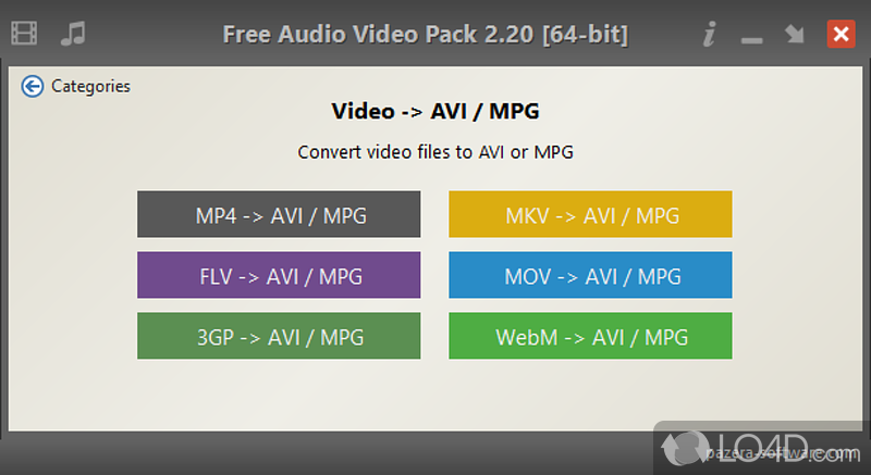 Collection of audio and video converters - Screenshot of Pazera Free Audio Video Pack