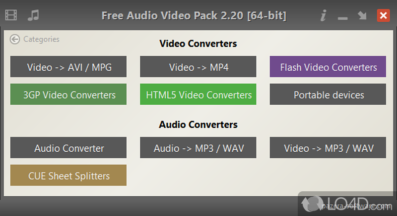 Audio and video converter - Screenshot of Pazera Free Audio Video Pack