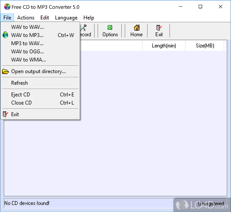 Extract audio tracks and convert to MP3 - Screenshot of Free CD to MP3 Converter