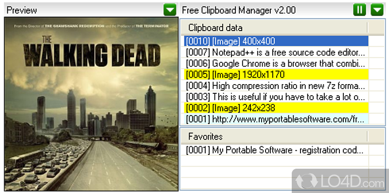 Toggle monitoring status and make it run with Windows - Screenshot of Free Clipboard Manager