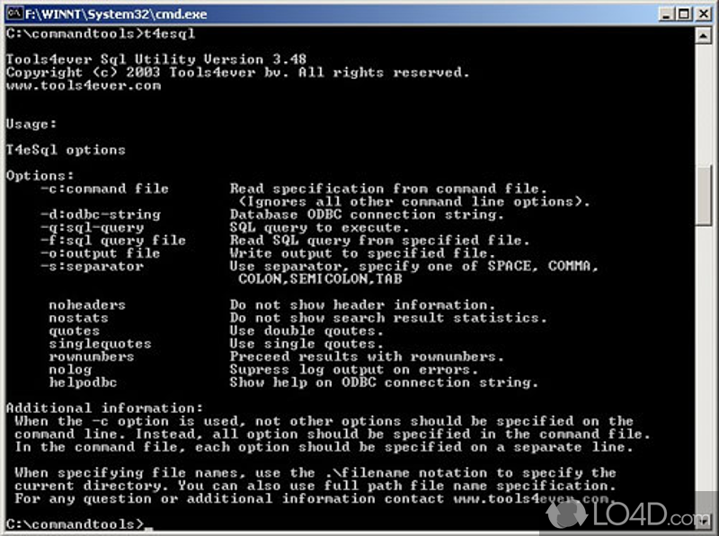 Unix Command Line Tools for Windows: User interface - Screenshot of Unix Command Line Tools for Windows