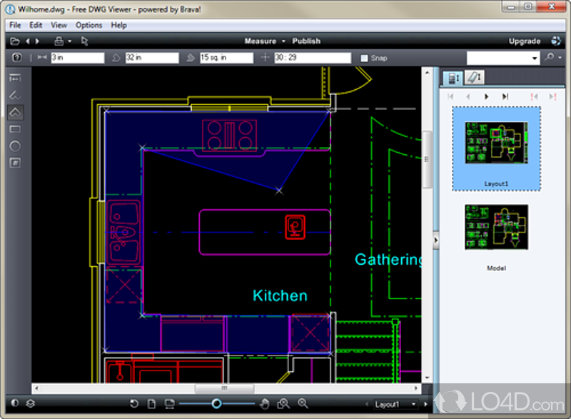 Animate views, zoom in and out and much more - Screenshot of Brava! Free DWG Viewer