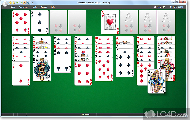 FreeCell Solitaire is a completely collection of 4 solitaire games - Screenshot of Free FreeCell Solitaire