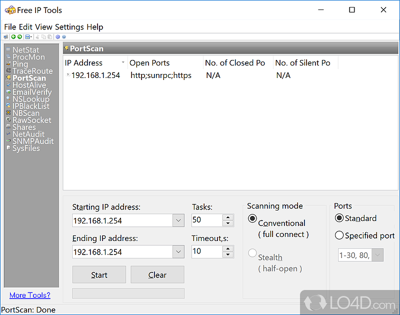 Network monitoring software package - Screenshot of Free IP Tools