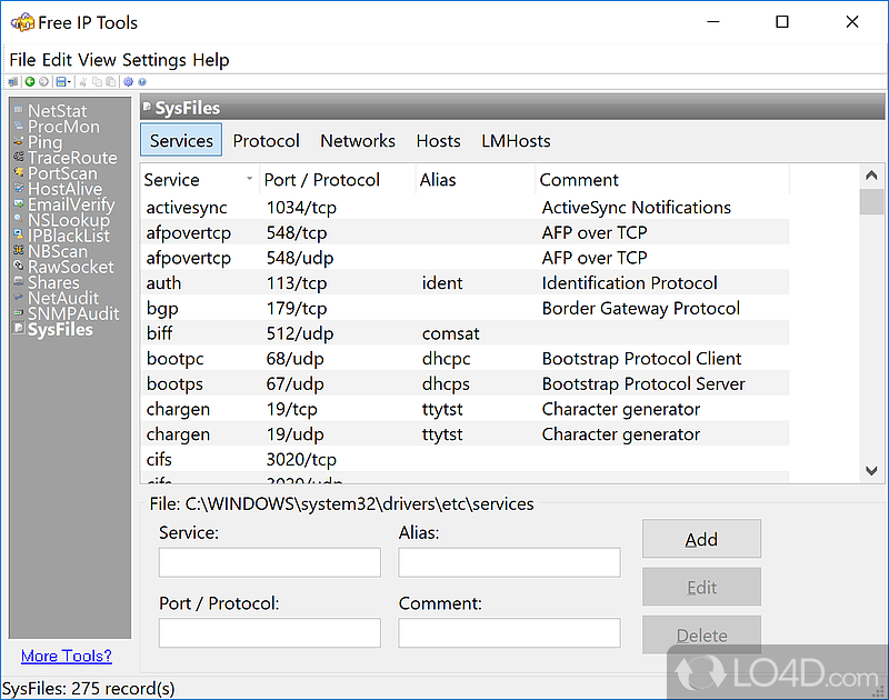 Free IP Tools: User interface - Screenshot of Free IP Tools