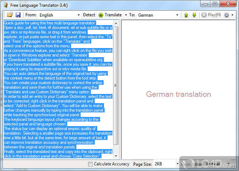Clean environment and intuitive translation process - Screenshot of Free Language Translator