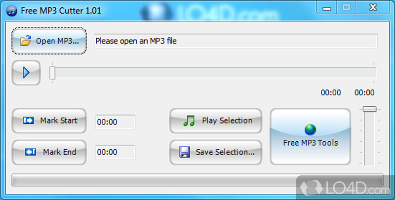 Can cut a desired selection from a freely chosen MP3 file in order to create a ringtone - Screenshot of Free MP3 Cutter