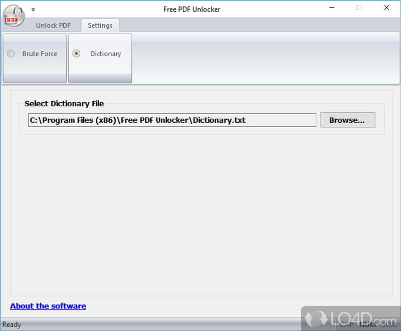 Simple and straightforward PDF decryptor - Screenshot of Free PDF Unlocker