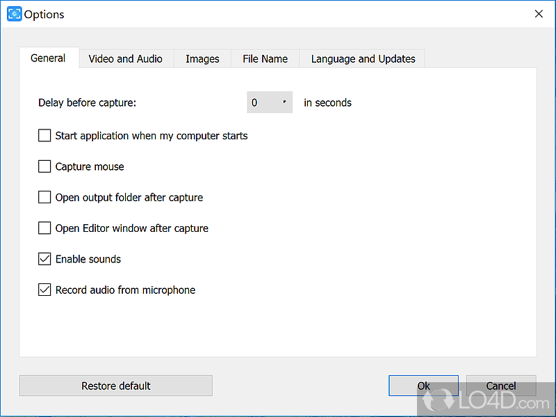 Free Screen Video Recorder: User interface - Screenshot of Free Screen Video Recorder