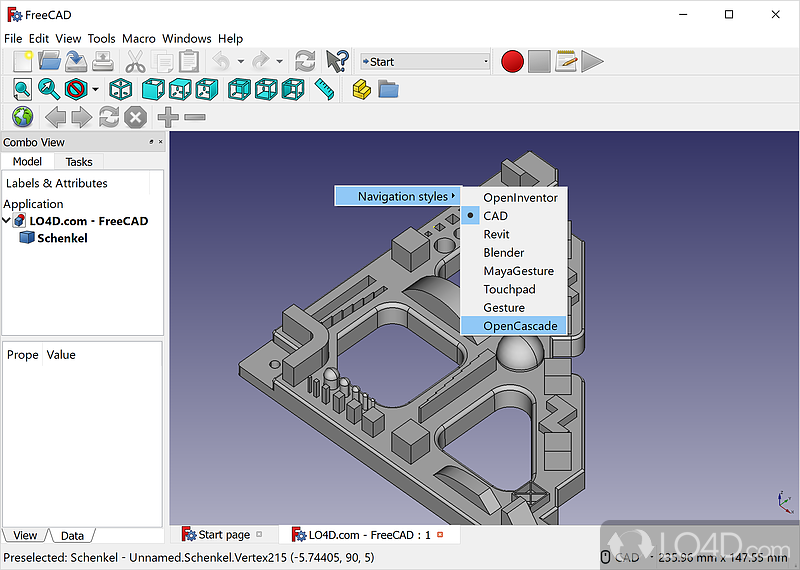 Can draw objects in 3D, 2D - Screenshot of FreeCAD