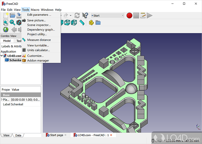 Mechanical engineering product design - Screenshot of FreeCAD