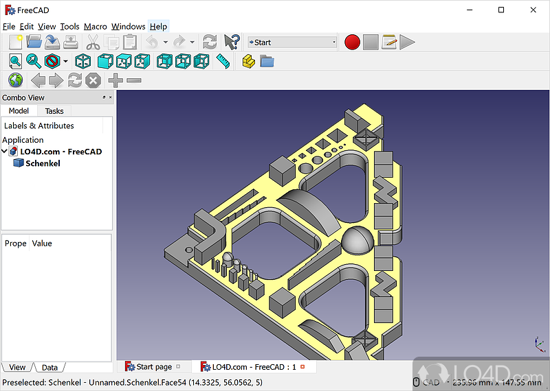 Graphics editor that comes packed with many dedicated parameters for helping you create 2D - Screenshot of FreeCAD