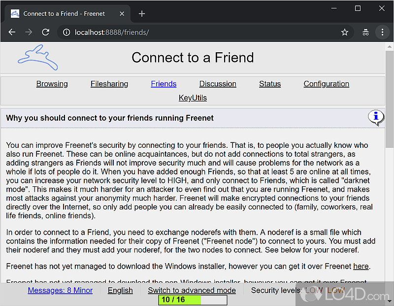 Freenet: User interface - Screenshot of Freenet