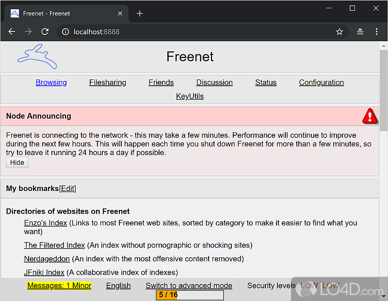 File sharing and better privacy on internet - Screenshot of Freenet