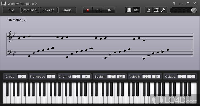 Free Piano: User interface - Screenshot of Free Piano