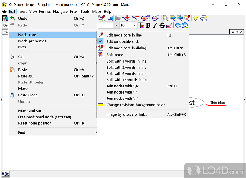Efficient software solution for mind map creations - Screenshot of Freeplane