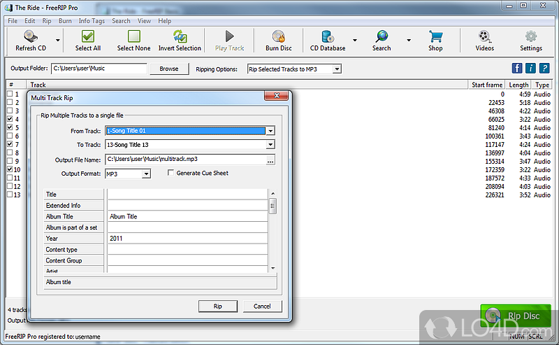 FreeRIP: Convert CD to mp3 - Screenshot of FreeRIP