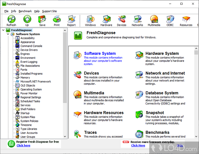 Analyzes and benchmarks different kinds of hardware, such as CPU performance - Screenshot of Fresh Diagnose