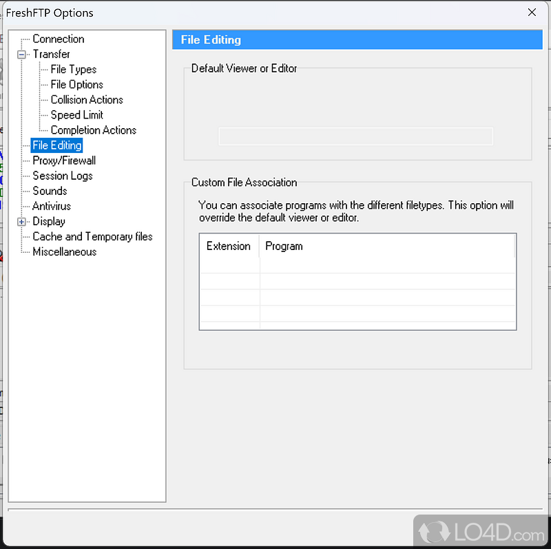Configuration settings - Screenshot of Fresh FTP
