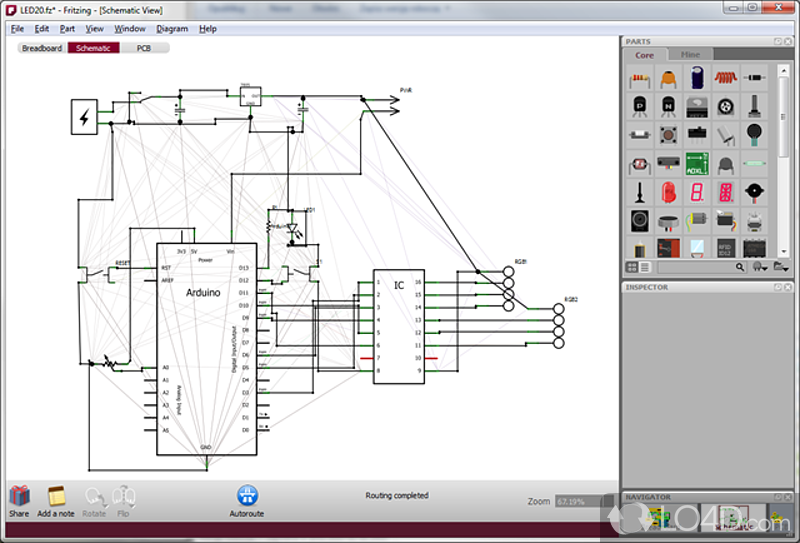 Functioning as an electronic design automation tool, aimed at designers - Screenshot of Fritzing