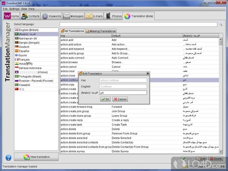 Which can send messages to other people from you PC - Screenshot of FrontlineSMS
