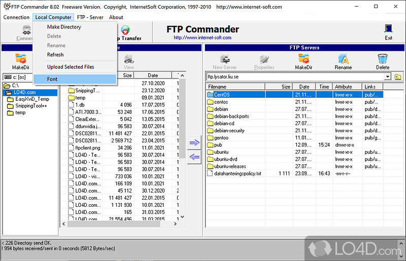 Perform file tranfer basics - Screenshot of FTP Commander