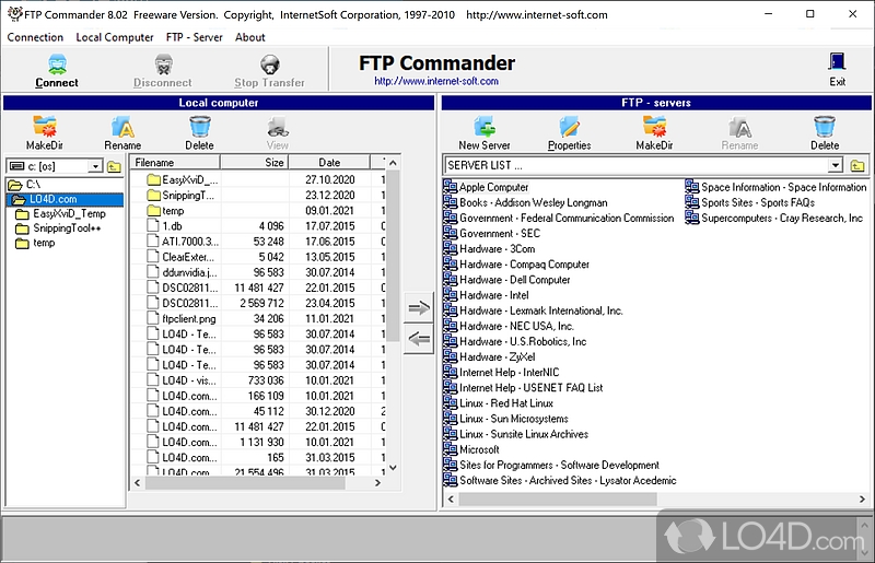 Perform file tranfer basics - Screenshot of FTP Commander