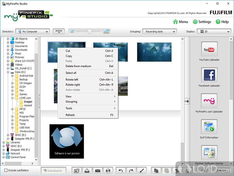 Smart picture organizer and editor - Screenshot of FUJIFILM MyFinePix Studio