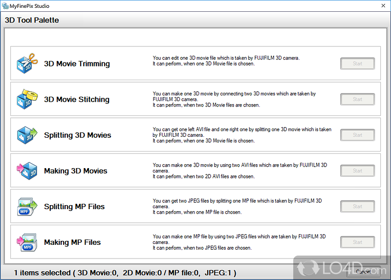 Manage images and videos from FUJIFILM cameras in many ways - Screenshot of FUJIFILM MyFinePix Studio