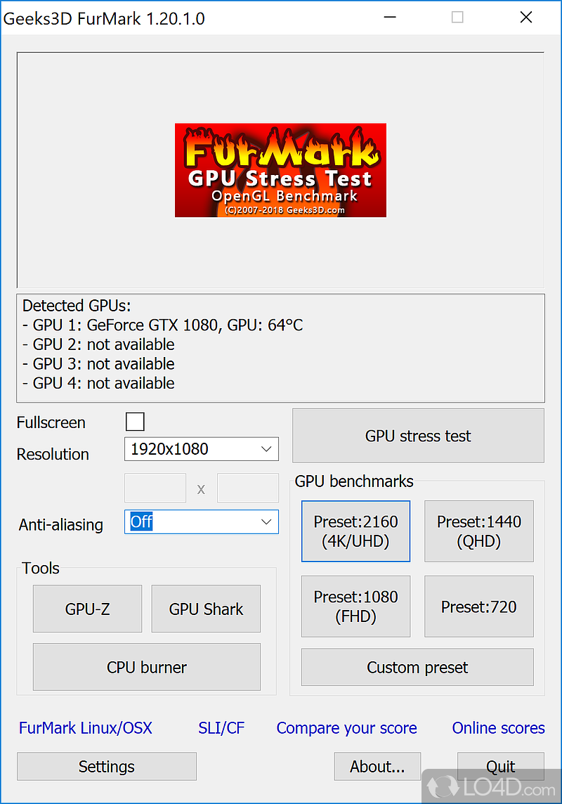Quick deployment and simple interface - Screenshot of FurMark